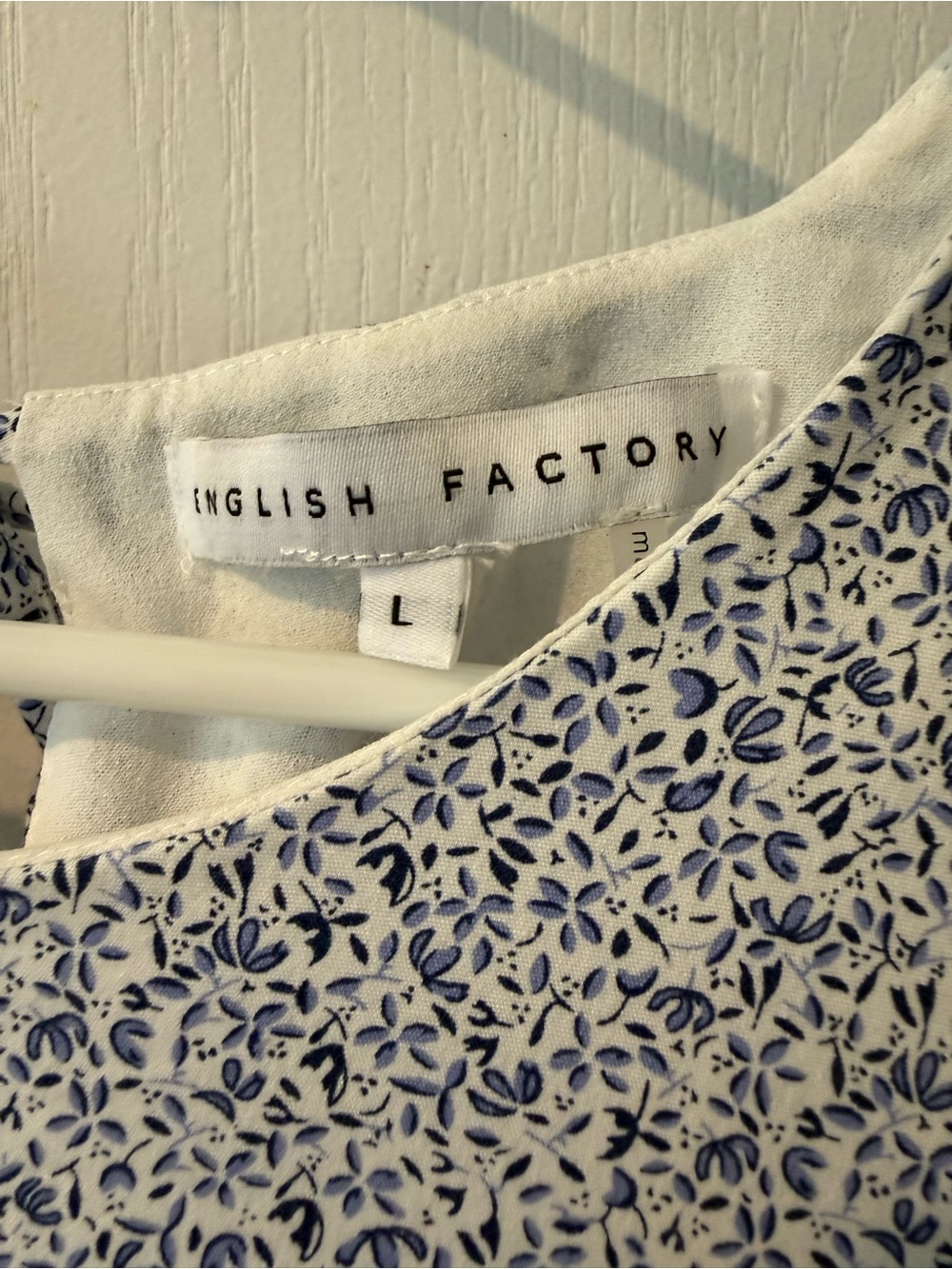 English Factory Blue and White Floral Tiered Sundress with Ruffled Sleeves - Picture 3 of 4